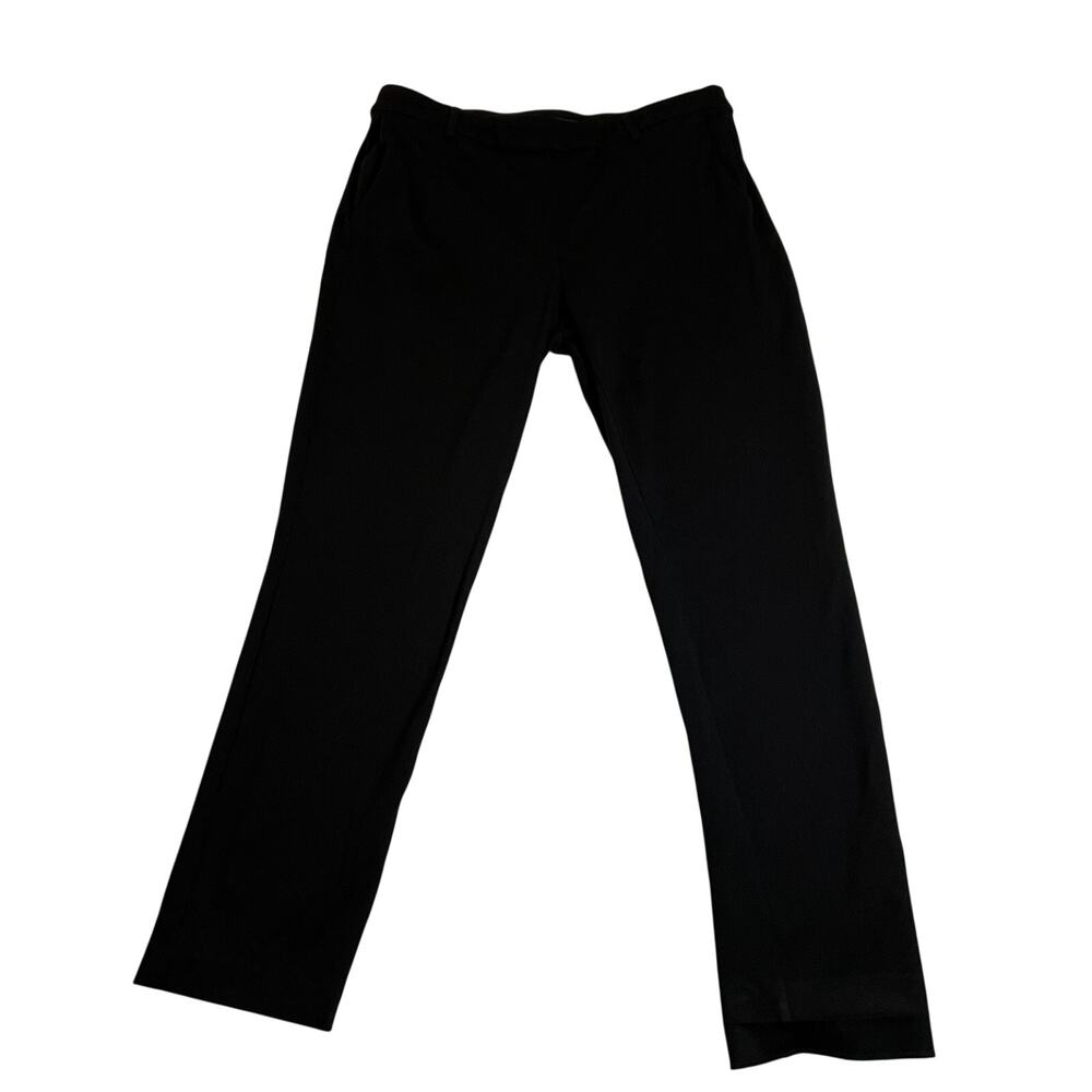 Dalia Mid Rise Textured Slim Straight Leg Pants Size L Pull On Office Minimalist